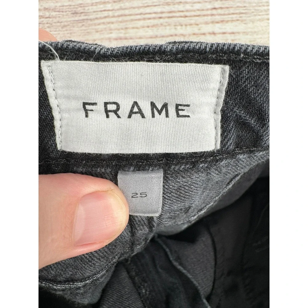 FRAME High Rise Tapered Jeans Womens 25 Inkwell Black Cotton HNTT726 - Picture 4 of 8